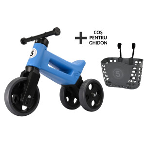 Bicicleta fara pedale cu cosulet pentru ghidon Funny Wheels Rider SPORT 2 in 1 Albastra/Negru