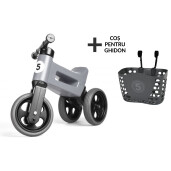 Bicicleta fara pedale cu cosulet pentru ghidon Funny Wheels Rider SPORT 2 in 1 Gri